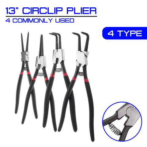 13 inch Curved Tip Plier Electrician Crimping Tool Circliper Snap Ring Plier Internal/External/Straight/Bent Optional Hand Tool ► Photo 1/6