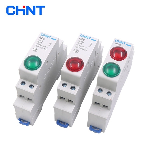 1PC CHINT ND9 PILOT LIGHTS LED RED GREEN  220V Modular DIN Rail ► Photo 1/5