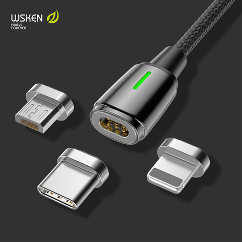 WSKEN Magnetic Charge Type C Cable for XR Xs Max 11 Pro Fast Charger For Samsung S10 S20 USB Cable LED Micro USB C Cable  Mini 3 ► Photo 1/6