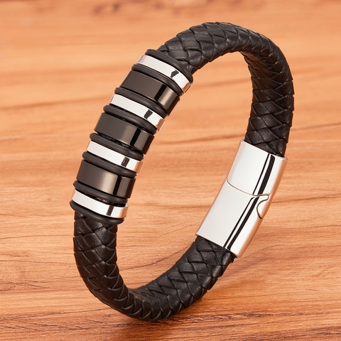 Multi-layer Small Accessories Combination 4 Colors Selection Stainless Steel Men's Leather Bracelet Handsome Boy Simple Gift ► Photo 1/6