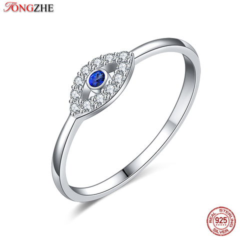 TONTGZHE Genuine 925 Sterling Silver Evil Eye Ring Charm Blue CZ Wedding Rings For Women Lucky Turkey Jewelry Gift for Girl 2022 ► Photo 1/6