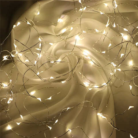 Fairy Lights AA Battery Powered 1M 10 2M 20 3M 30 5M 50 10M 100Leds Silver Led Copper Wire String Light Decorative Fairy Lights ► Photo 1/6