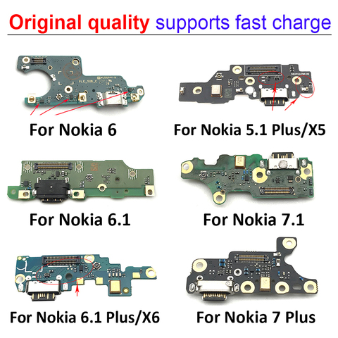 New For NOKIA X6 6.1 Plus USB Power Charge Charging Port Dock Connector Micro Board Flex Cable For Nokia 6 6.1 5.1 7 Plus X5 7.1 ► Photo 1/6