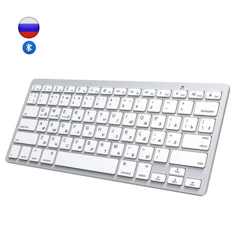 Russian&English Bluetooth Keyboard Wireless Russian Keyboard Ultra Slim Mute for Mac iPad iPhone iOS Android Windows Smart TV ► Photo 1/6