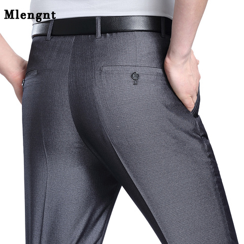 2022 Men Business Silk Suit Pant Plus Size 29-44 Spring Summer New Fashion Formal Men Casual Pant Buckle Trousers For Male ► Photo 1/6