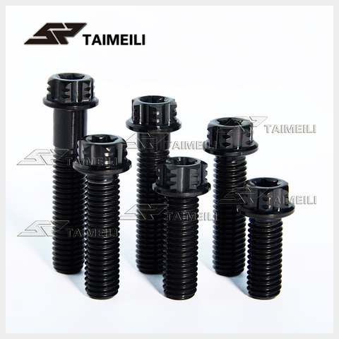 TAIMEILI Titanium alloy screw plum head flange screw black m8x20 / 25 / 30 / 35 / 40mm pitch, 1.25 motorcycle screw ► Photo 1/3