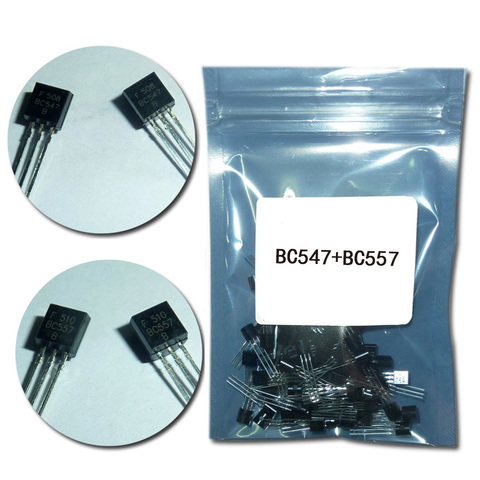 (50Pcs/lot)BC547+BC557 Each 25Pcs BC547B BC557B NPN PNP Transistor TO-92 Power Triode Transistor kit Bag ► Photo 1/5