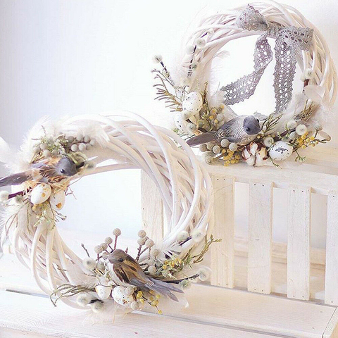 Christmas DIY Rattan Wreath Ornaments Hanging Flower Crafts Home Door Party Decoration ► Photo 1/6