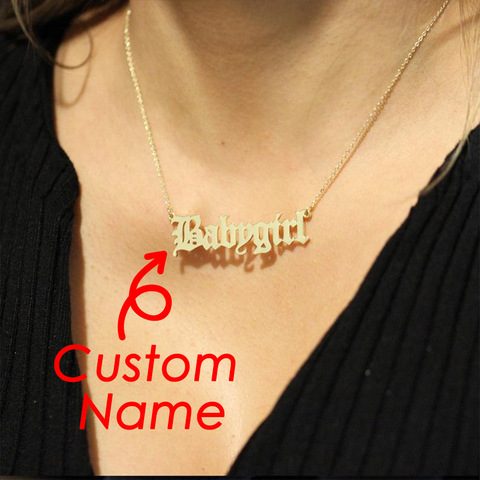 Customized Stainless Steel Initial Name Necklace Custom Personalized Letter Choker Necklace Pendant Nameplate Gift Dropshipping ► Photo 1/6