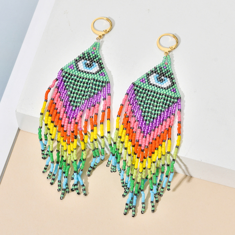 ZMZY Miyuki Beads Earrings for Women Handmade Woven Turkish evil eye Earring Woman Fashion Tassel Jewelry Bohe Style Gift ► Photo 1/6