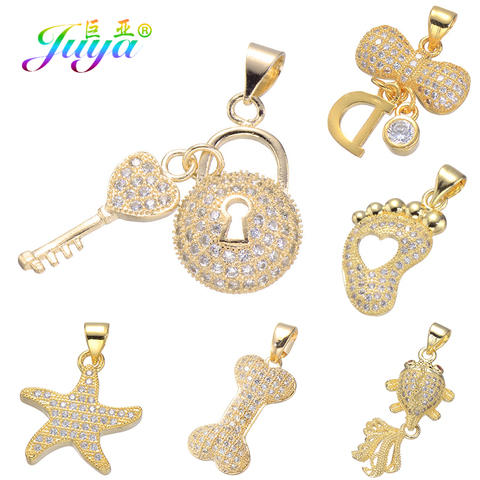 Juya DIY Jewelry Components Gold/Rose Gold Glitters Locket Heart Key Charm Pendant Accessories For Women Fashion Jewelry Making ► Photo 1/6