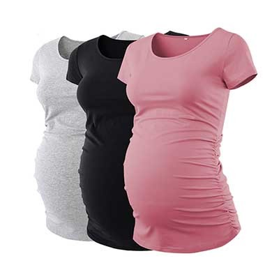 Pack of 3pcs Maternity Clothes Ropa Embarazada Tee Shirt Tops Pregnancy T-Shirt Casual Flattering Side Ruching ► Photo 1/6