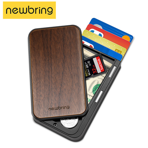 New Bring Wood and PC ID Credit Card Holder Wallet RFID Blocking Case Outside Pocket Cards Organizer Elastic Bandage Card Bags ► Photo 1/6