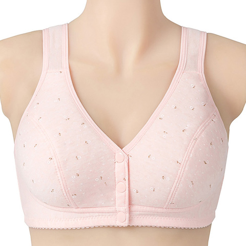 Comfortable Soft Cotton Front-Close Bralette Size 38-46 B C D Cup