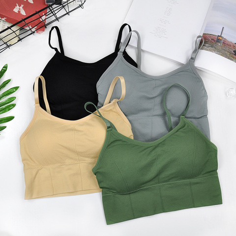 CHRLEISURE  Women's Tank  Plus Size Crop Tops Push Up Bra Sports Underwear Elastic Seamless  Bralette ► Photo 1/6