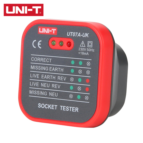 UNI-T UT07A-UK Socket Tester Phase Power Polarity Detector Ground Zero Neutral FireWire Socket Electroscope Leakage ► Photo 1/1