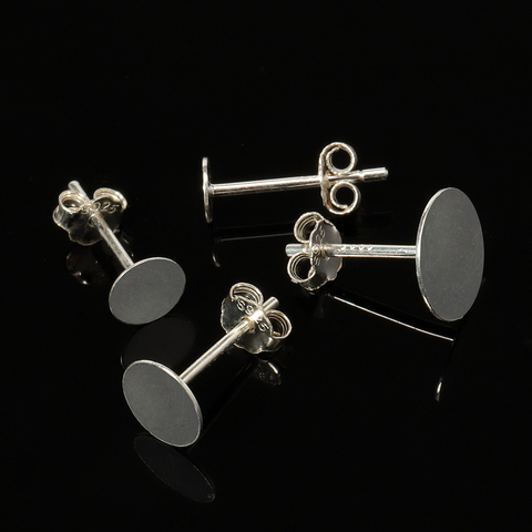 20pcs/bag 925 Sterling Silver Earrings Settings 3/4/5/6mm Blank Round Base Cabochon Stud Ear Flat Base Posts Pure Silver Earring ► Photo 1/6