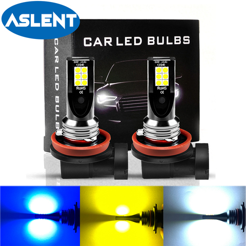 ASLENT 2Pcs H8 H11 Led HB4 9006 HB3 9005 Fog Lights Bulb 3030SMD 2400LM 3000K 6000K White Car Driving Running Lamp Auto 12V 24V ► Photo 1/6