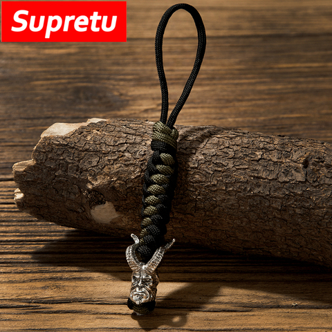 Supretu Trendy Hellboy KeyChain Men Charm Weave Survival Lanyard Rope Car Keyring Women Accessories Knife Pendant Christmas Gift ► Photo 1/6