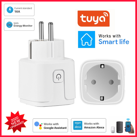 16A Smart Wifi Plug EU With Power Monitor Smart Home Wireless Socket Outlet Timer Plugs Works With Alexa Google Home Tuya App ► Photo 1/6