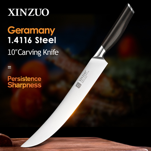 XINZUO Pro 10 inch Carving Fork and Carving Knife Set Germany 1.4116 Stainless Steel Kitchen Accessories with Ebony Handle ► Photo 1/6