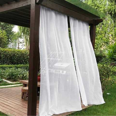 Outdoor Curtain for Patio Detachable Top for Easy Hanging Waterproof Outside Porch White Sheer 150 x 180cm protect privacy ► Photo 1/6