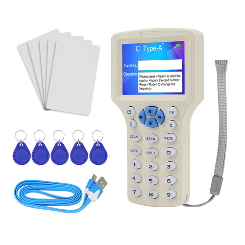 10 Frequency NFC Smart Card Reader Writer RFID Copier Duplicator 125KHz 13.56MHz USB Fob Programmer Copy Encrypted Key Card UID ► Photo 1/6