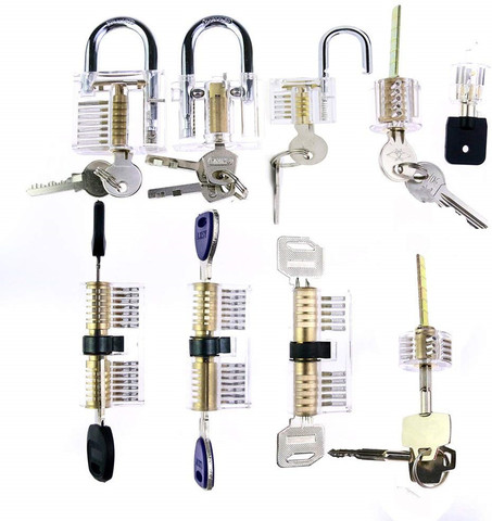 Hot Sales 9pcs Transparent Locks Locksmith Practice Lock Set ( 001) ► Photo 1/6