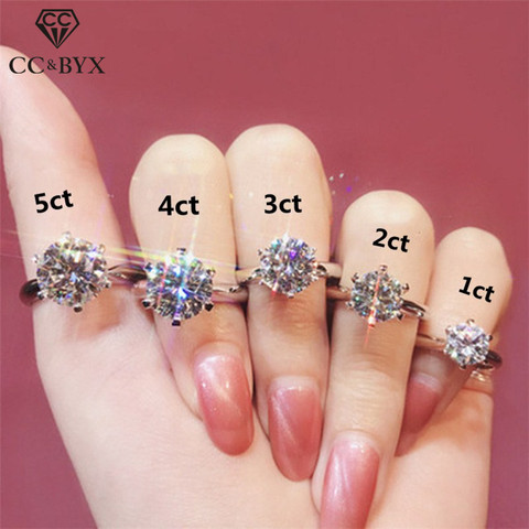 CC Rings For Women Classic Jewelry 6 Claws Cubic Zirconia Bridal Wedding Engagement Accessories Bijoux Drop Shipping CC1611 ► Photo 1/6