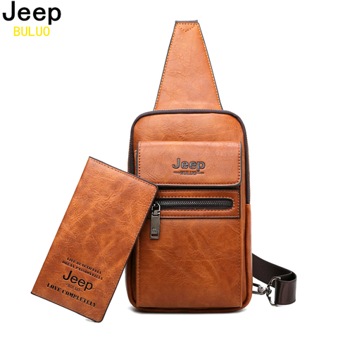 JEEP BULUO Brand Fashion Sling Bags High Quality Men Bags Split Leather Large Size Shoulder Crossbody Bag For Young Man ► Photo 1/6