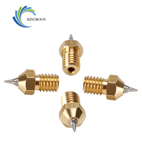 4pcs 3d printer Nozzle E3D V6 V5 Brass Nozzle M6 threaded 0.2 0.3 0.4 0.5mm Removable Stainless Steel Tips for 1.75mm filamnet ► Photo 1/6