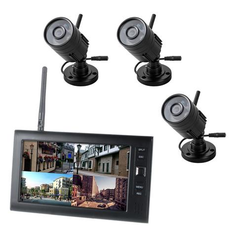 7 inch TFT Digital 2.4G Wireless Cameras Audio Video Baby Monitors 4CH Quad DVR Security System With IR night light 3 Camera ► Photo 1/6