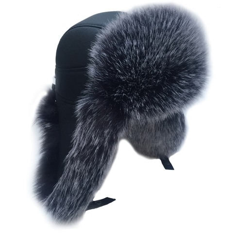 MTTZSYLHH Men's Pilot Hat Fox Fur Russian Winter Hat Warm Upscale Ears Bombshell Artificial Leather Free Shipping ► Photo 1/6