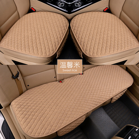 Linen Fabric Car Seat Cover Four Seasons Front Rear Flax Cushion Breathable Protector Mat Pad Auto accessories Universal Size ► Photo 1/6