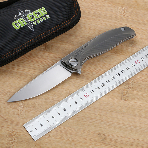 Green thorn CD F3 ns D2 blade titanium handle outdoor camping hunting practical folding knife EDC tool ► Photo 1/6