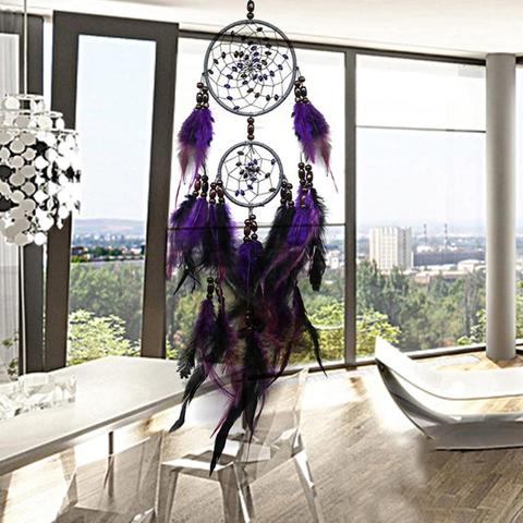 Purple Feather Dream Catchers Feathers Wall Hanging Nordic Room Car Home Decor hunter substance dreamcatcher Ornament Hot sale ► Photo 1/6