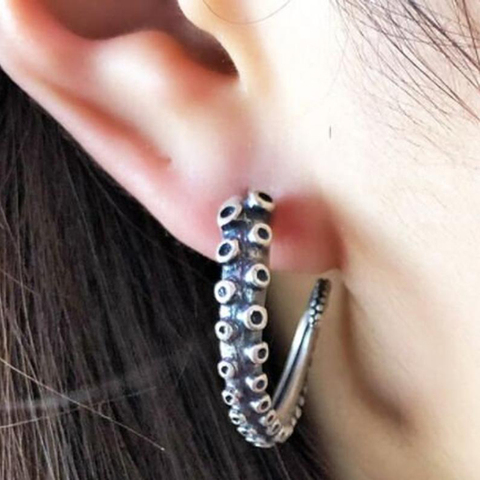 UVW262 2pc Unisex Punk Stainless Steel Octopus Tentacles Ear Stud Earrings for Men Accessories Silver Color Pendientes Brincos ► Photo 1/5