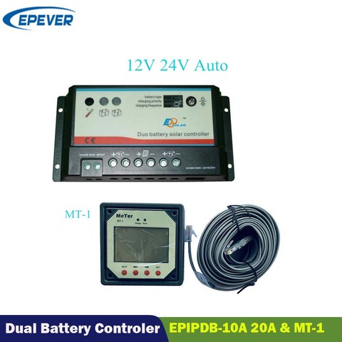 EPever Dual Battery Solar Charge Controller 10A20A Duo-battery Regulator with Remote LCD Meter MT-1 EPsolar EPIPDB-COM ► Photo 1/6