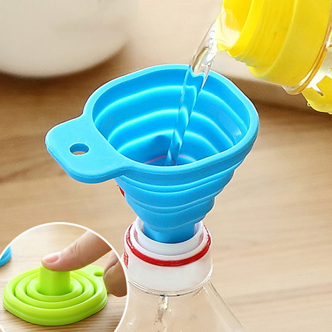 FoodyMine High Quality 1pc New Mini Silicone Gel Foldable Collapsible Style Funnel Hopper Kitchen cooking tools ► Photo 1/1