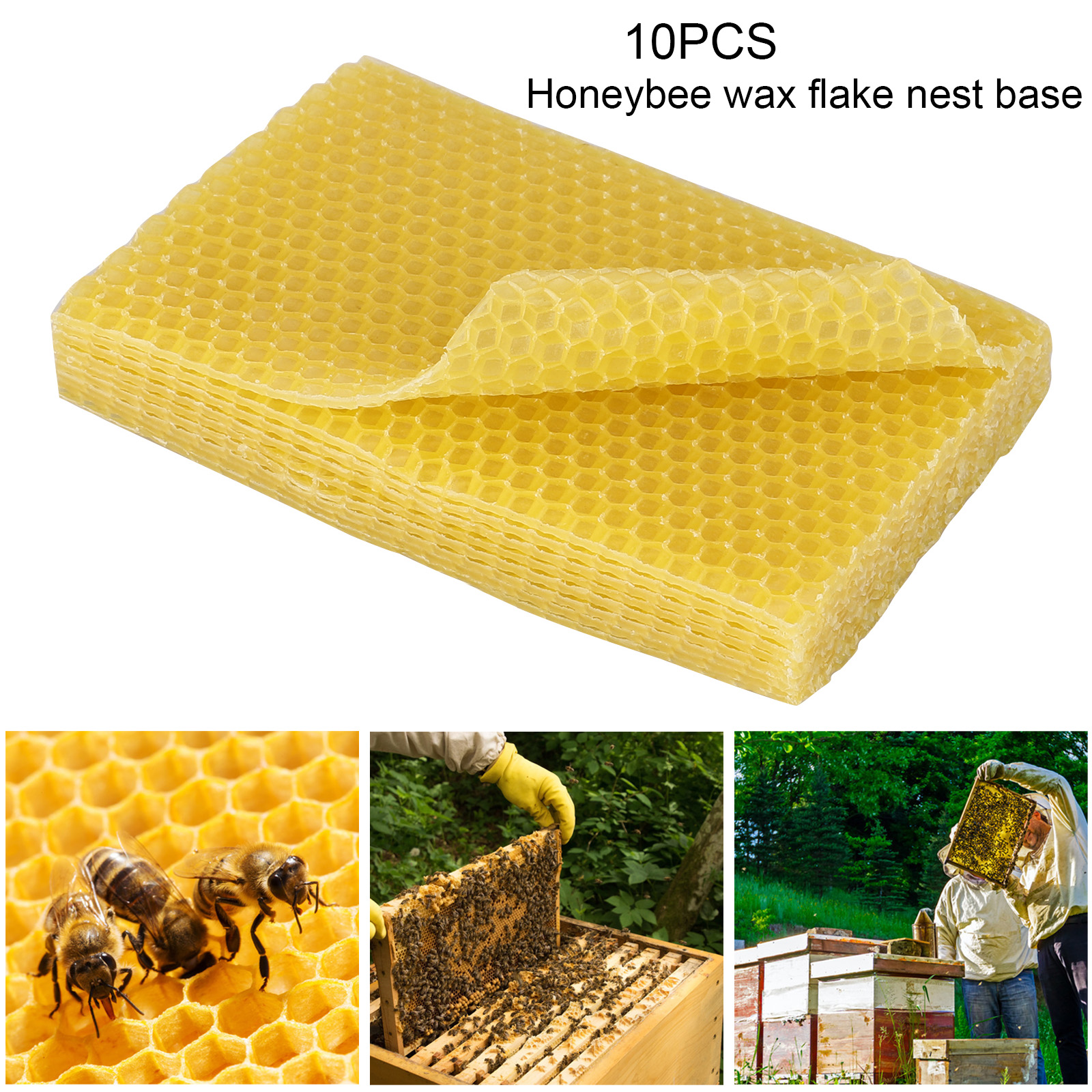 10PCS Bee Wax Foundation Bee Hive Wax Frames Base Sheets Bee Comb