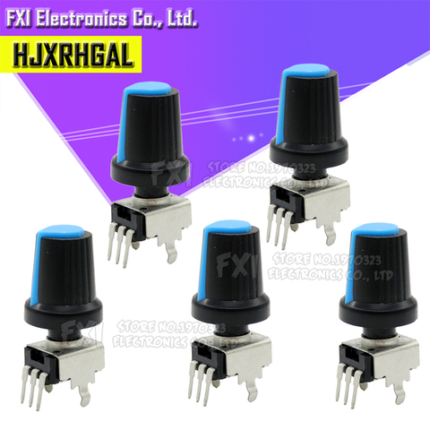 5Set = 10PCS RV09 Vertical 1K ~ 500K Ohm Adjustable Resistor  3pin Seal Potentiometer for Arduino with knob Blue cap (5PCS+5PCS) ► Photo 1/3