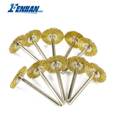 Brass Wheel Brush Set 10pcs 3.0mm Shank Wire Wheel Brush for Dremel Rotary Tools Electric Tool for The Engraver Polishing Tools ► Photo 1/6