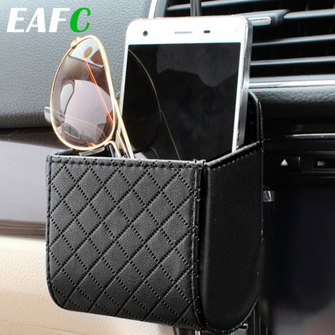 PU Leather Car Outlet Air Auto Vent Trash Box Auto Mobile Phone Holder for Supplies Car Styling Bag Pouch Orangnizer Hanging Box ► Photo 1/6