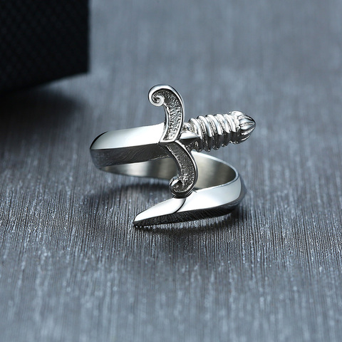 ZORCVENS Unique Dagger Ring for Men silver color Stainless Steel Tough Man Jewelry Punk Knife Male Mister Anel Gent Alliance ► Photo 1/6