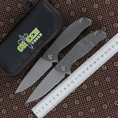 Green thorn F95 flipper folding knife bearing D2 blade TC4 titanium handle outdoor camping fruit knife EDC tool ► Photo 1/6