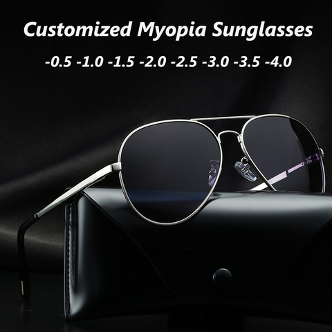 Fashion Men's Driving Polarized Myopia Sunglasses  Women Chic Aviation Sun Glasses Prescription Nearsighted Lenses Sunglasses ► Photo 1/5