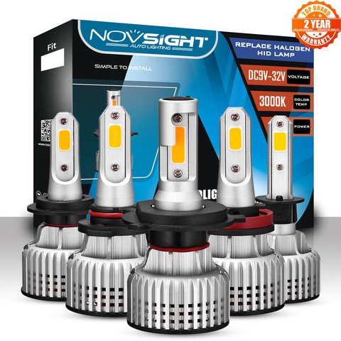 NOVSIGHT 9006 Led Headlight Bulb LED H1 H3 H4 H7 H11 H8 H9 H13 9005 9007 3000K Yellow 10000LM 72W Car Headlamp Fog Light ► Photo 1/6