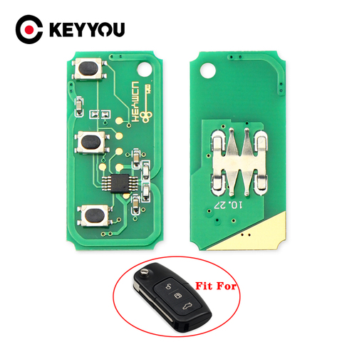 KEYYOU Flip Key 3 Buttons ASK Flip Remote Control Key Electronic Circuit Board 433MHz With Chip For Ford Focus 2 3 Mondeo Fiesta ► Photo 1/6