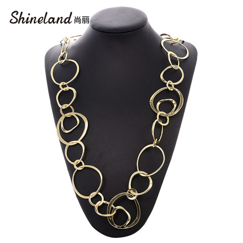Shineland 2022 New Fashion Exaggerated Charms Long Chains Metal Necklace Luxury Jewelry for Women Statement Punk Bijoux Gift ► Photo 1/6
