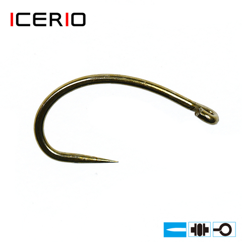 ICERIO 100PCS Fly Tying Hook Nymph Bug Shrimp Pupae Larvae Caddis Scud Flies Cezch Fish Hooks #12 Non-Barb Hook ► Photo 1/5